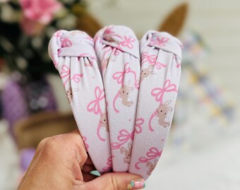 Bunny Bows Headband, Hard Headband, Easter Headband, Easter Basket Gifts, Hard Headband, Brynnbands