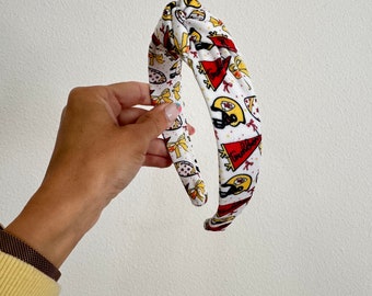 Kingdom Headband, Red & Yellow Football Teams Top Knot, Halloween Headband, Brynnbands, Hard Headband, Knotted Headband, Fall Hair