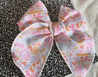 Watercolor School Bow, Back to School Bow, Fable Bow, Bow Hair Clip, Barrette Hair Clip, Soft Hair Clip, School Bow,  Barrette, Brynnbands