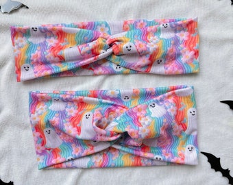 Rainbow Ghosts Headband,  Brynnbands, Turban Headband, Twisted Headband, Fall Hair, Fall headband