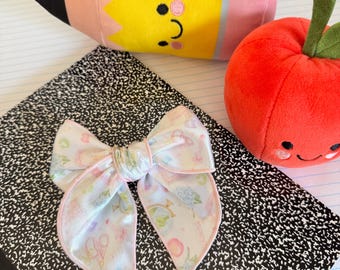Watercolor School Supplies Fable Bow, Back to School Bow