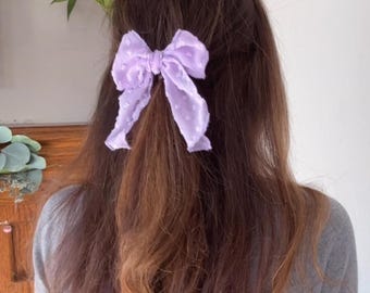 Lilac Swiss Dot Fable Bows, Bow Hair Clip, Barrette Hair Clip, Soft Hair Clip, Easter Clip, Easter Barrette, Brynnbands