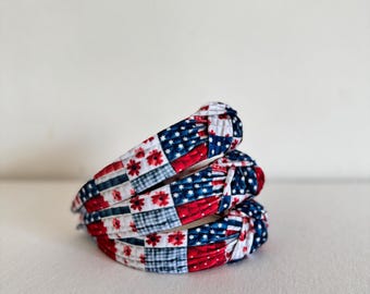 Patchwork Headband, Hard Headband , Hair Headband , Patriotic Headband, Brynnbands, 4th of July