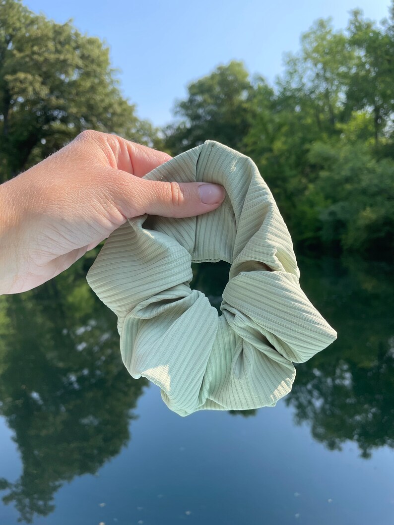 Pool Scrunch Olive Ribbed SWIM Scrunchie, Oversized Scrunchie, Jumbo Scrunchie ...