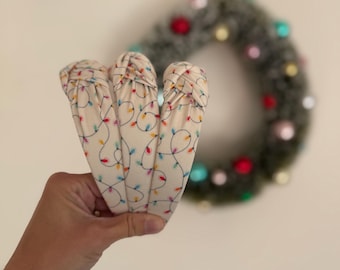 Christmas Lights Top Knot,  Top Knot Headband, Brynnbands, Hard Headband, Knotted Headband, Top Knot Band, Headband,