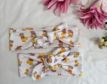 Ducklings BrynnBow, Bow Headband, Tied Headband, Brynnbands, Tied on Headband, Adjustable Headband, Easter Headband