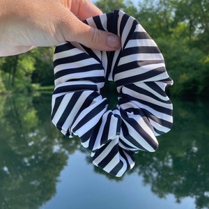 Classic Swim Barbie | XL Swim Scrunchie | Black & White Stripes, SWIM Scrunchie, Oversized Scrunchie, Jumbo Scrunchie, Brynnbands,