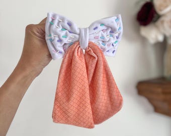 Ice cream  Bow, Floppy Bow Hair Clip, Barrette Hair Clip, Soft Hair Clip, Barrette Bow , Brynnbands