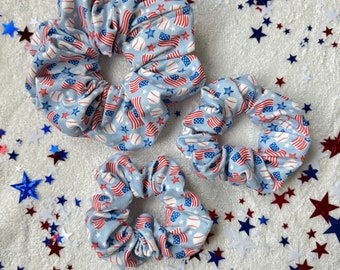 Baseball & Flags Scrunchie,  Brynnbands, Hair Scrunchie, 4th of July Scrunchie, Patriotic Scrunchie, 4th of July, 4oJ