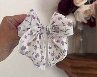 Purple Floral Fable Bow