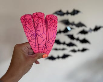 Pink Spiderweb MESH Top Knot, Halloween Headband, Black Headband, Brynnbands, Hard Headband, Knotted Headband,