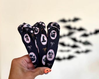 Black Cats Headband, Halloween Headbands, Spooky Headbands, Top Knot Headband, Brynnbands, Hard Headband, Knotted Headband, Fall Hair