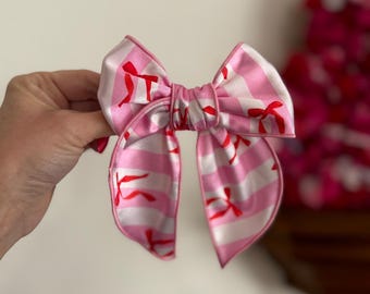 Pink Bows Satin Fable Bow, Valentine's Bow