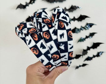 Halloween Checketed Top Knot Headband, Brynnbands, Hard Headband, Knotted Headband, Top Knot Headband, Knot Headband,