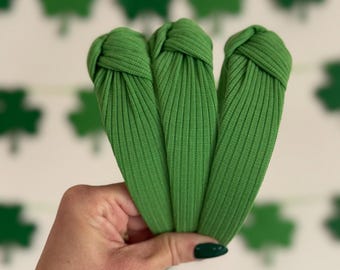 Green Rib Knit Headband, Shamrock Headband, Hard Headband, St Patricks Day,  St Pats, Irish Headband, Green Headband, Brynnbands