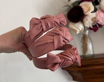 Handmade Pink Pleather Top Knot Headband – Bendable, Comfortable Fit
