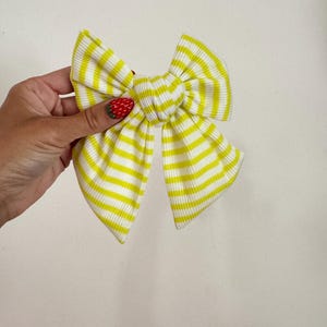 Neon Yellow Bow, Floppy Bow Hair Clip, Barrette Hair Clip, Soft Hair Clip, Barrette Bow , Brynnbands