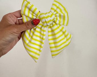 Neon Yellow Bow, Floppy Bow Hair Clip, Barrette Hair Clip, Soft Hair Clip, Barrette Bow , Brynnbands
