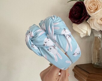 Blue Bunny Headband, Bunny Headband, Brynnbands, Hard Headband, Knotted Headband, Spring Headband