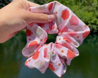 Seashells SWIM Scrunchie,  Swim Scrunchie, Jumbo Scrunchie, Brynnbands,, 90s Scrunchie, Pool Scrunchie