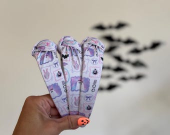 Purple Ghosts Headband, Halloween Headbands, Pumpkin Headbands, Top Knot Headband, Brynnbands, Hard Headband, Knotted Headband, Fall Hair