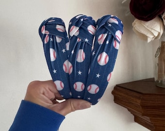 Baseballs Top Knot Headband, Brynnbands, Hard Headband, Knotted Headband, Top Knot