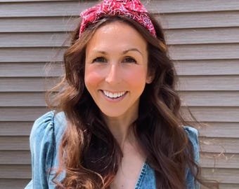 Red Bandana Headband, Hard Headband , Hair Headband , Patriotic Headband, Brynnbands, 4th of July