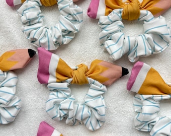 Pencil Scrunchie Bunny Scrunchie, Back to School Scrunchie, Soft Scrunchie, Brynnbands,