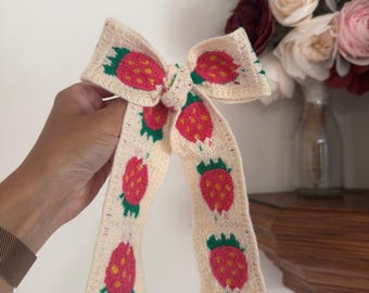 Strawberries Granny Square Bow