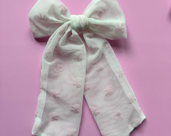 Light Pink Mesh Bows, Bow Hair Clip, Barrette Hair Clip, Soft Hair Clip, Spring Clip, Barrette, Brynnbands
