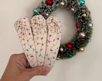 Christmas Lights Top Knot,  Top Knot Headband, Brynnbands, Hard Headband, Knotted Headband, Top Knot Band, Headband,