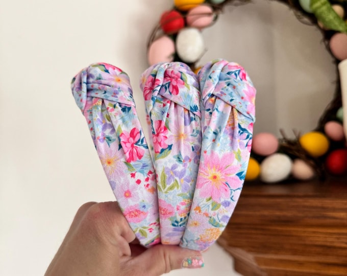 Featured listing image: Watercolor Floral Headband, Hard Headband, Easter Headband, Easter Basket Gifts, Hard Headband, Brynnbands