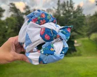 REPURPOSED Blue Quilt Top  Headband