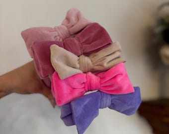Velvet Bow Top Knot, Easter Headband, Brynnbands, Hard Headband, Knotted Headband,