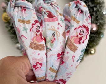 Snow globe Princesses Top Knot Headband, Holiday headband, Hard Headband, Christmas Headband, Brynnbands