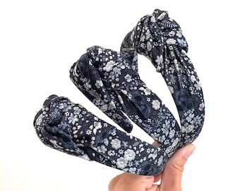 Black Skeletons Floral Embroidery Top Knot, Halloween Headband, Brynnbands, Hard Headband, Knotted Headband, Fall Hair
