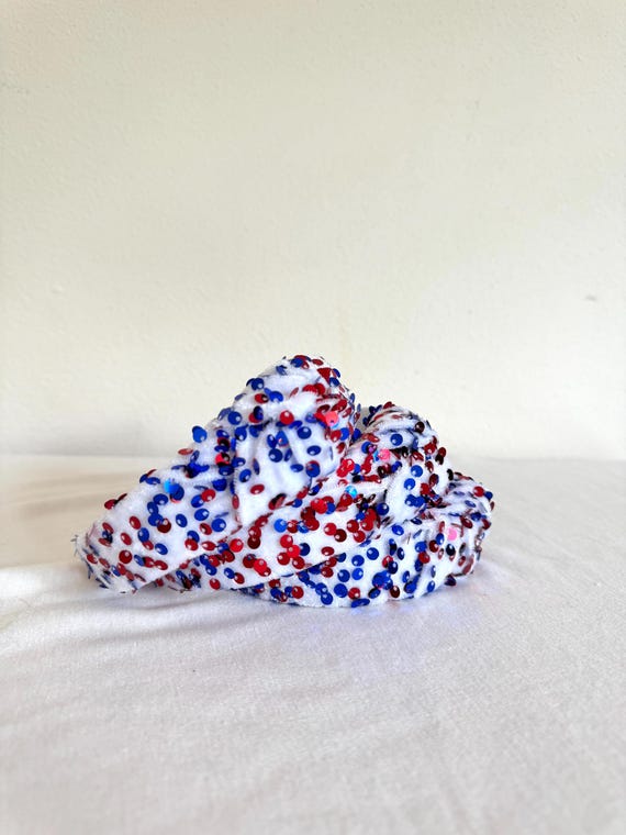 Red White Blue Sequin Top Knot Headband - 4th of July - Etsy  display picture 2