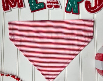 Candy Cane Dog Bandana, Over the Collar Holiday Dog Bandanas, Holiday Dog Bandanas, Christmas Bandanas,  Brynnbands, Dog Bandannas