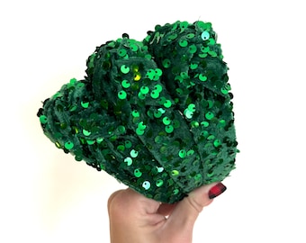 Green Sequin Hard Headband, Velvet Sequin, Christmas Headband, Birthday Headband, Sequin Headband, Brynnbands, Sparkle Headband,
