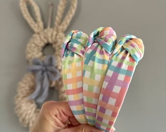 Easter Gingham Headband, Hard Headband, Easter Headband, Gingham Headband, Brynnbands