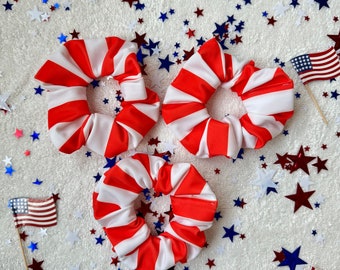 Red White Stripes Swim Scrunchie, Oversized Scrunchie, Jumbo Scrunchie, Brynnbands, Hair Scrunchie, 4th of July Scrunchie