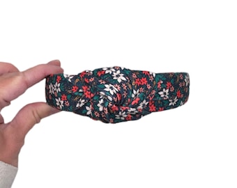 Poinsettias Top Knot Headband, Brynnbands, Hard Headband, Knotted Headband,