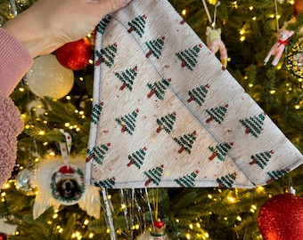Faux Knit Trees Dog Bandana, Over the Collar Holiday Dog Bandanas, Holiday Dog Bandanas, Christmas Bandanas,  Brynnbands, Dog