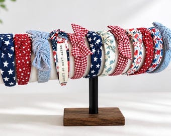 4th of July Headband: Red, White & Blue Knotted Hard Headband