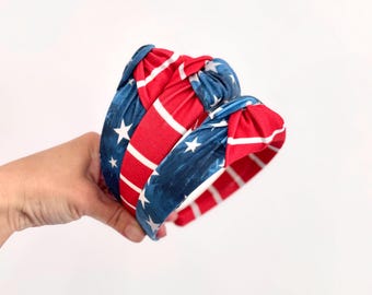 distressed Stars / Red Striped Headband, Hard Headband , Hair Headband , 4th of July Headband, Brynnbands