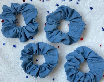 Chambray scrunchie, denim scrunchie, Chambray scrunchy, Brynnbands, "Hooray for Chambray!" Hair Scrunchie, Hair Tie, Scrunchie, Chambray