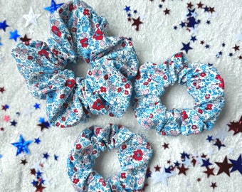 Americana Floral Scrunchie,  Brynnbands, Hair Scrunchie, 4th of July Scrunchie, Patriotic Scrunchie, 4th of July, 4oJ