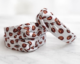 Basketball Top Knot Headband, Sports Knotted Headband, Brynnbands Fabric Accessory