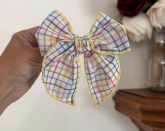 Rainbow Check Fable Bow