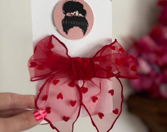 Flocked Red Fable Bow, Valentine's Bow